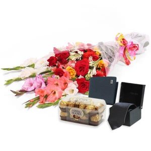 Chocolate with flower gift for him
