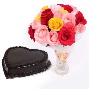 Mix Roses with Cake Gift